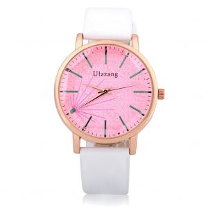Ulzzang Femelle Quartz Analogique Ronde Montre Pu Bracelet Grand Cadran (Bracelet Blanc Cadran Rose) - Neuf