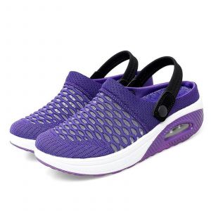 Chaussures De Marche À Coussin D'air Respirant Casual Mesh Slip On Chaussures De Marche Pour L'extérieur Intérieur Violet,41 - Neuf