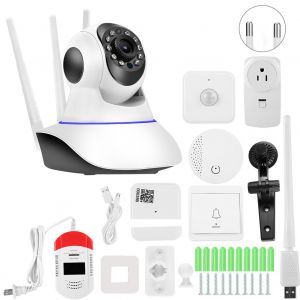 Camera Wi-Fi 1080p avec sonnette, capteur de securite, systeme d'alarme d'urgence domestique 100-240VEU - Neuf