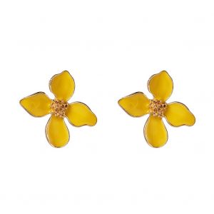 Boucles D'oreilles Pendantes En Alliage Pour Femmes Et Filles, En Forme De Fleur, Tendance (Jaune) - Neuf