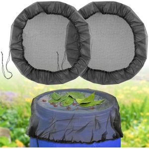 CHECARZHN--NO1-Filet Pour Citerne De Pluie, 2 Pièces Filet Recuperateur Eau Ø 95Cm, Cordon Réglable Filet Anti Moustique Résistant Aux Intempéries Avec Clip Métallique, Protection Contre Les Feuilles - Neuf