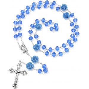Kal-8 Mm Cristal Chapelet Chapelet Collier Avec Jésus Crucifix Et Lourde Médaille, Chapelet Catholique Perles Avec Pochette Rosaire - Neuf