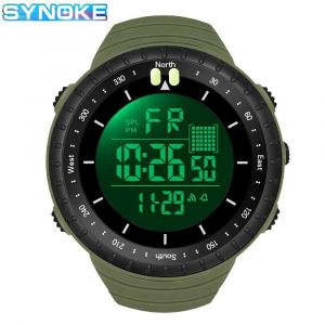 Synoke-Montre Numérique Étanche Pour Homme, Montre De Sport De Plein Air, Multifonctionnelle, Choc, Degré, Grand Écran, Affichage Shoous Ledarmy Green - Neuf