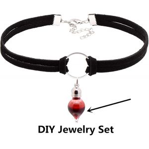 Xhbts Ensemble De Bijoux Fantaisie En Forme De Goutte De Sang Avec Boucles D'oreilles Et Collier Ras Du Cou Pour Halloween Et Les Vacances Avec Bo&icirc;te, Plastique, Perle - Neuf