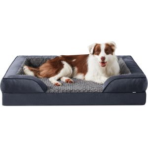 Panier Chien Grande Taille Orthopedique, Memoire De Forme Lit Pour Chien Dehoussable Lavable, Coussin Avec Structure En Nid D'abeille Et Doublure Imperm&eacute;able, Gris - Neuf