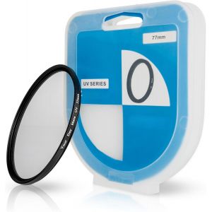 Filtre UV avec &eacute;tui, &Oslash; 77 mm, Universellement Compatible avec Nikon, Canon, Sony, Filtres en Verre pour Objectif d'appareil Photo, Bloque Les Rayons ultraviolets, Housse de Protection, UV Filter - Neuf