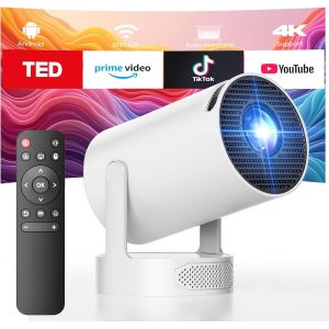 VornixorSarlshop-Video Projecteur avec Haut-Parleur, Compatible avec 1080P 4K, Auto Keystone WiFi 6 Rotation &agrave; 220 &deg; Bluetooth 5.0 Mini Videoprojecteur &agrave; Courte Distance, Projector Portable pour Home - Neuf