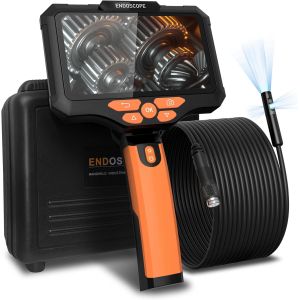 MEVRONISSHOP-15M Cam&eacute;ra Endoscopique Triple Objectif, 1920p Endoscope Canalisation avec &Eacute;cran IPS HD de 5 Pouces, &Eacute;tanche IP67, 10 LED R&eacute;glables Camera Inspection avec Carte 64 Go et C&acirc;ble Rempla&ccedil;abl - Neuf