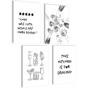 Eryi-Lot De Posters Muraux Décoratifs Pour Cuisine Avec Dictons Et Cadres Photo A4 (Set Would Eat Here Again, 4 X A4, Sans Cadre) - Neuf