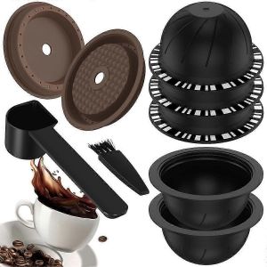 5 Dosettes Vertuo Réutilisables Pour Machine,Capsule De Café Avec 2 Couvercles En Silicone,1 Cuillère Et Pinceau,(230m - Neuf