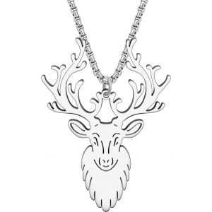 Kal-Collier D'&eacute;lan De No&euml;l En Acier Inoxydable Plaqu&eacute; Or 18k Pour Femmes Filles Enfants Pendentif Cerf Animalier Bijoux De Fantaisie Pour Cadeaux D&eacute;corations De F&ecirc;tes De Fin D'ann&eacute;e - Neuf