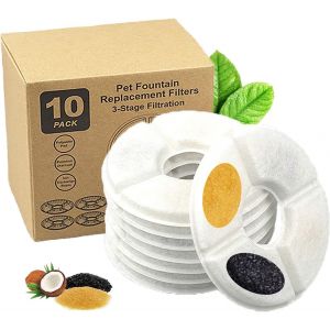 Filtres Pour Abreuvoirs Pour Chats (10 Pièces), Filtres Pour Abreuvoirs Pour Chats, Filtres Au Charbon Actif Et Résine Échangeuse D'ions - Neuf