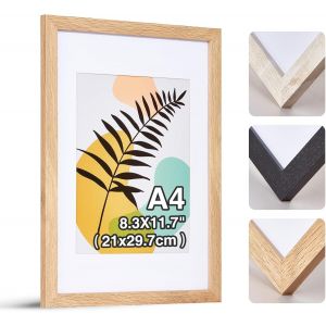CMWX-Cadre Photo A4 en Bois 21x30cm - Cadre Moderne en Plexiglas pour Poster et Document - MDF (Nature) - Neuf