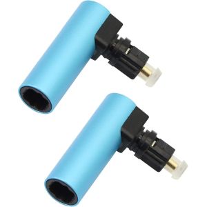 360 degrés Fibre Optique numérique Toslink Angle Droit 90 degrés Femelle à mâle Adaptateur de connecteur Audio Optique (Lot de 2,Bleu - Neuf