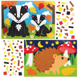 KALANKA-AX209 Kits D'Illustrations Animaux De La Forêt En Mosaïque - Paquet De 4, Activités D'Artisanat À Peler Et Coller Pour Les Fêtes De Noël - Neuf