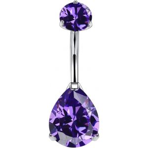 Chenquansarl-Piercing Nombril Barbell, 14g Titanium Piercing Nombril Hypoallergénique Médical Piercing Nombril Avec Teardrop Opal Cz Pour Femmes - Neuf