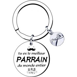 Kal-Cadeaux Parrain Porte Clés Parrain Homme Meilleur Parrain - Bijoux Parrain - Cadeau Baptême - Annonce Grossesse - Demande Futur Parrain - Cadeau Noël, Anniversaire Parrain - Porte-Clefs - Neuf