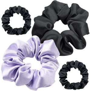 4 Pi&egrave;ces &Eacute;lastiques Pour Cheveux En Soie V&eacute;ritable, 2 Grandes Chouchous Pour Cheveux En Soie Et 2 Petites Bandes &Eacute;lastiques Pour Cheveux, Scrunchie, Bandes &Eacute;lastiques Peignes Femme, Bandeau Queue De - Neuf