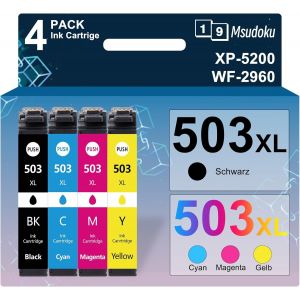 ERYI-503Xl Cartouches D'Encre Compatible Pour Epson 503 Xl Pour Epson Expression Home Xp-5200 Xp-5205 Workforce Wf-2960Dwf Wf-2965Dwf (Noir/Cyan/Magenta/Jaune, 4-Pack) - Neuf