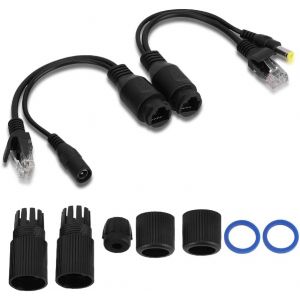 Kit De Répartiteur Poe Injecteur Sur Ethernet Adaptateur D'alimentation Connecteur Câble Passif 12 V 2 Paires Le Noir Câbles D'entrée D'injecteur Pour Camérra Sécurité Ip Point D'accès Sans Fil - Neuf