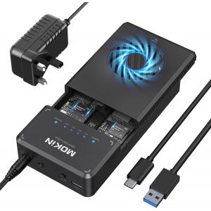 ChenQuanSarl-Boîtier Nvme, Boîtier Ssd M.2 À Double Baie Hors Ligne, Sans Outil, Station D'Accueil Nvme Usb 3.1 Gen 2 10 Gbit/S Avec Ventilateur De Refroidissement.(Les Fiches Sont Européennes) - Neuf