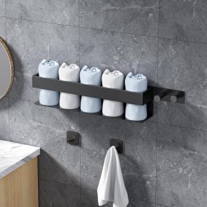 Tzf-Porte-Serviettes De Bain, Porte-Serviette De Salle De Bain, Adh&eacute;sif Mural Avec 2 Crochets Adh&eacute;sifs, &Eacute;tag&egrave;re Accessoires De Salle De Bain, Appliquant Aux Toilettes Et &Agrave; La Cuisine - Neuf