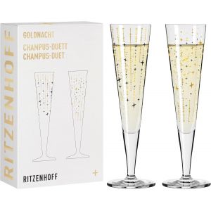Goldnacht 6031008 Lot De 2 Fl&ucirc;tes &Agrave; Champagne En Or V&eacute;ritable 200 Ml Fabriqu&eacute; En Allemagne - Neuf