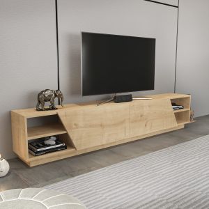 Meuble TV en bois "Rhodes" - 240 x 37 x 47 cm - Beige - Neuf