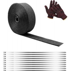 KALANKA-6M*5CM Bande Isolant Thermique Céramique pour Tuyeau Manifold Noir,10 attaches de câble en Acier Inoxydable,Moto Bande Isolante Thermique,Pour collecteur de moto Protection thermique - Neuf