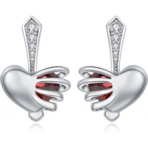 Kal-2ct Gothique Amour Boucles D'oreilles Coeur Naturelle Rouge Grenat Argent 925 Pour Femme, Petite Clous D'oreilles Cage Pierre Love Fille, Ensemble Parure De Bijoux Cadeau Anniversaire - Neuf