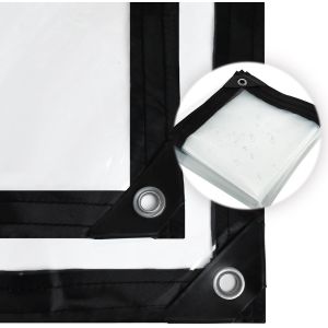Spwa-Bâche Imperméable Transparente Avec ?Illets, Bâche Imperméable Transparente, En Polyéthylène Résistant Aux Intempéries, Bâche En Plastique Avec Cordes Élastiques De 5 M, Pliable. (2x1m) - Neuf
