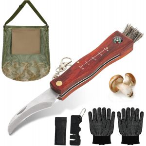 Couteau À Champignons Avec Brosse Poil,Cueillette De Champignons,Sac À Champignons Boussole Et Gants,Aiguiseur.[Z19] - Neuf