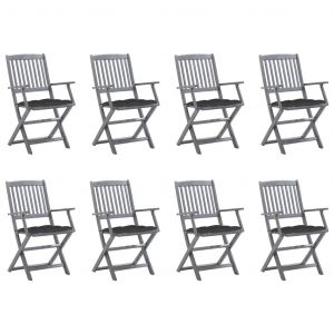 Prolenta Premium - Chaises Pliables D'ext&eacute;rieur Lot De 8 Et Coussins Bois D'acacia - Neuf