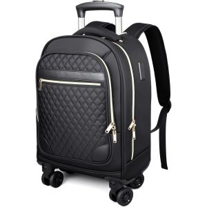 acdsgd-Sac &agrave; Dos &agrave; roulettes pour Femme 15.6 Pouces- Valise &agrave; roulettes l&eacute;g&egrave;re- Sac &agrave; Dos &eacute;tanche pour Ordinateur Portable avec poign&eacute;e t&eacute;lescopique pour Affaires,universit&eacute;,Avion-Capacit&eacute; 35L - Neuf