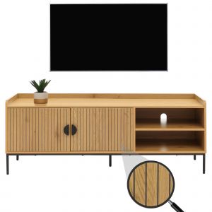 Meuble TV HWC-O39, meuble TV, table TV, meuble bas, commode, m&eacute;lamine MDF 56x150x40cmnaturel - Neuf