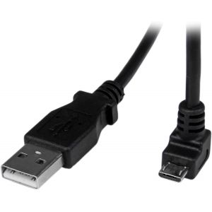 Câble Micro USB 2 m - A vers Micro B coudé 90° vers le bas - Câble USB Micro B Angle Coude vers le bas - Noir 2m (USBAUB2MD) - Neuf