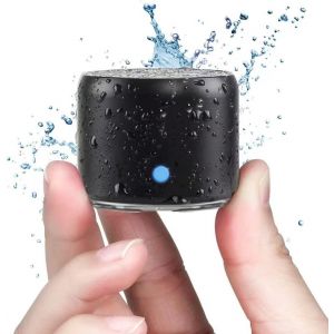 Etui De Voyage Inclus, A106 Pro Mini Enceinte Bluetooth Portable Actif avec Basse Extra, Autonomie 12hrs, étanchéité IP67, Mini Haut Parleur Parfait pour la Douche, Chambre, Vélo (Noir) - Neuf
