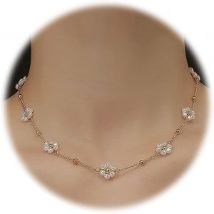 Kal-1 Pcs Collier De Perles Fait À La Main Avec Fleur, Collier De Perles Femmes, Bijoux Ras Du Cou Pour Femmes Et Filles, Bijoux De Mariage, Chaîne Ras Du Cou Collier Femme Collier En Or - Neuf