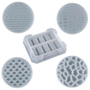 4 Moules De Sous-Verres Circulaires Et 1 Support De Sous-Verre Carré Moule En Résine Époxy - Neuf