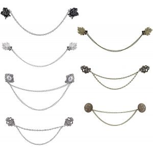 Kjdal-7 Broches Vintage Pinces Col Argent Strass Perles Bronze Chaîne Tonalité Pinces Broches,Pour Cape Boucle Pull Châle Chemise Robe - Neuf