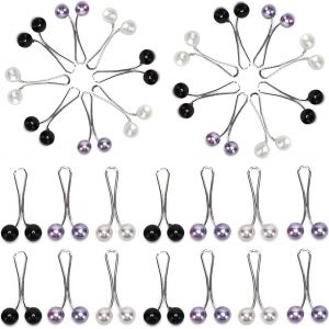 Kjdal-24 Pcs Hijab Clip Tricolore Musulman Hijab Clip Perle Hijab Clip Femmes Muslim Broche Clip Serviette Clip Perle U-Shape Écharpe Clip (Noir,Blanc,Violet) - Neuf