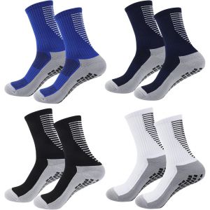 Chaussette Antid&eacute;rapante Foot Homme, 4 Paires Respirant Epaisse Chaussette Grip Rugby Football Anti-Ampoules Socquettes Pour Basketball Handball Velo Trekking Yoga Aptitude Cyclisme - Neuf