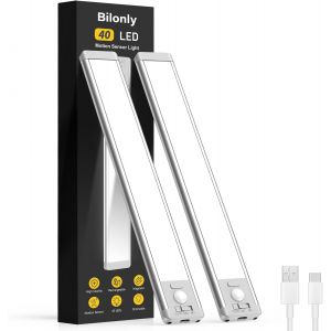 Ulteronixshop-Lampe Placard Sans Fil Rechargeable Cuisine Sous Meuble - 1800mah Reglette Led Lumiere Armoire Dimmable Avec Detecteur De Mouvement Interieur Pour Escalier Dressing - 2 Pack - Neuf