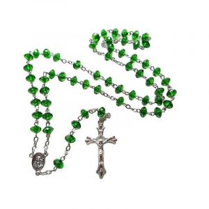 Pierres Vertes Chapelet Croix Collier Vierge Chrétiennemarie Centre Accessoires Pull Chaîne Église Bijoux Accessoires - Neuf