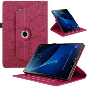 KAL-Coque Pour Tablette Samsung Galaxy Tab A 10.1"" 2016 Sm-T580/ T585 Étui Housse Pu Cuir 360°Rotatif Support Protection Flip Tablette Cover Galaxy Tab A 10.1"" 2016 Rotating Case, Rouge Arbre - Neuf