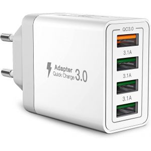 LORANKA-Chargeur USB, 40W Prise USB Multiple 4 Ports Bloc Chargeur Rapide Samsung QC3.0 Chargeur SecteurUSB Adaptateur pour iPhone 16 15 14 13 12 8 XR Samsung S24 Ultra S23 S22 S21 iPad Xiaomi Huawei - Neuf