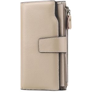 ¿Kaki¿Porte-Monnaie Femme En Cuir De Grande Capacité, Un Porte-Monnaie Femmes De Blocage, Chéquier Titulaire Femmes De Grande Capacité À Glissière Long Wallet - Neuf