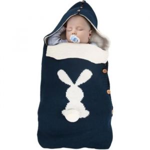 Poussette Chanceliere Couverture Bebe Gigoteuse D'emmaillotage Enveloppante Universelle Nid D'ange Hiver Bleu Foncé - Neuf