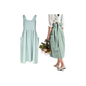 Tablier Crois&eacute; En Coton Et Lin Avec Poches Pour Femmes - Neuf