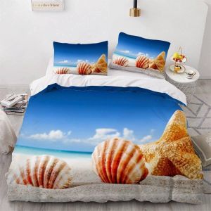 Coquillage &iquest;&iquest;Toile De Mer Housse De Couette X Imprim&iquest;&iquest; D Oc&iquest;&iquest;An Parure De Lit Personnes Ado Fille Enfants Microfibre Literie Pi&iquest;&iquest;Ces Avec Fermetu - Neuf